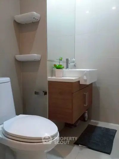 Modern bathroom with sleek fixtures and minimalist design