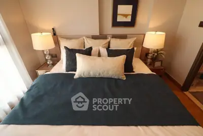 Luxurious bedroom with elegant decor and ambient lighting