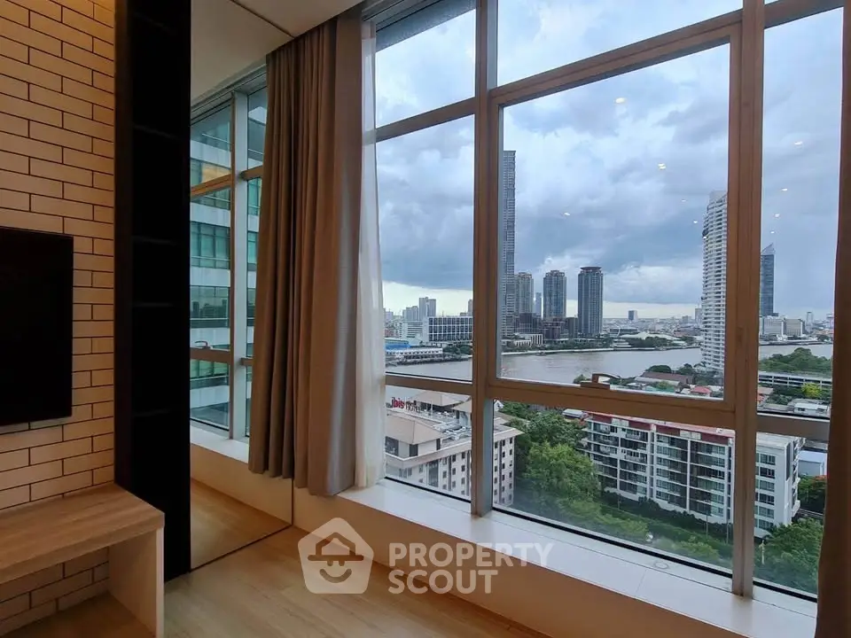 Stunning cityscape view from modern high-rise apartment window