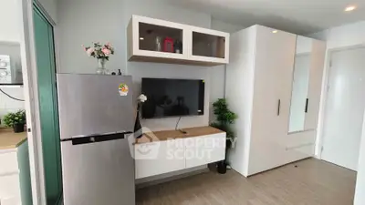 Modern apartment interior with sleek kitchen and stylish living area