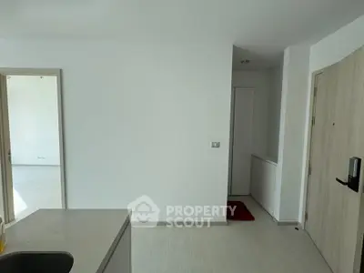 Minimalist apartment interior with open layout and modern finishes