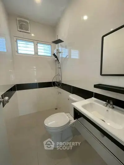 Modern bathroom with sleek fixtures and contemporary design