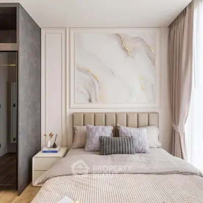 Luxurious modern bedroom with elegant decor and natural light