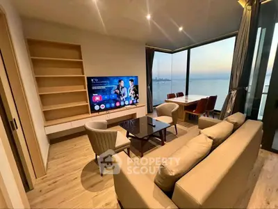 Luxurious living room with stunning sea view and modern furnishings