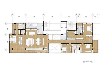 Spacious 6th floor plan with modern layout and ample living space