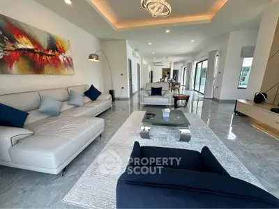 Luxurious modern living room with elegant decor and spacious layout