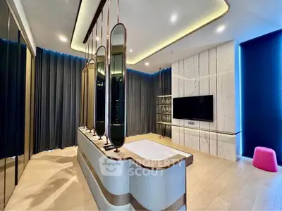 Luxurious modern living room with elegant design and stylish decor