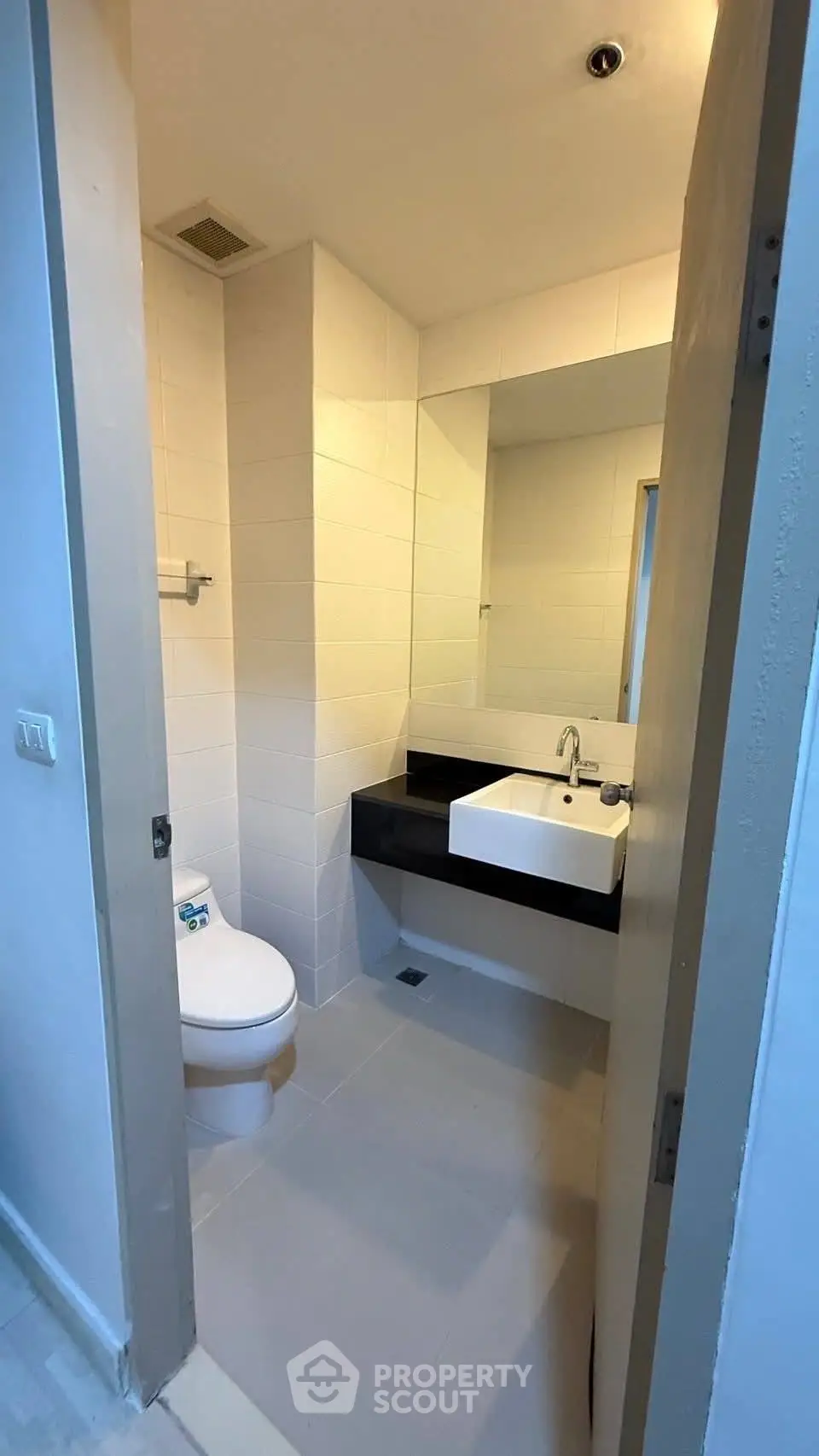 Modern bathroom with sleek fixtures and minimalist design