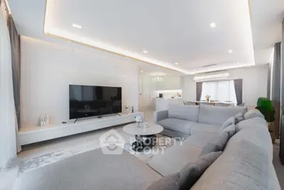 Luxurious modern living room with spacious seating and sleek design