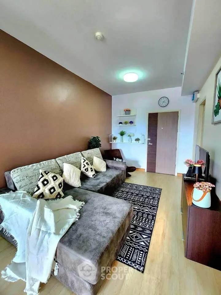 Stylish living room with cozy sectional sofa and modern decor