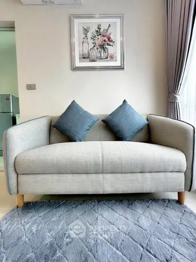 Stylish living room with modern sofa and elegant decor