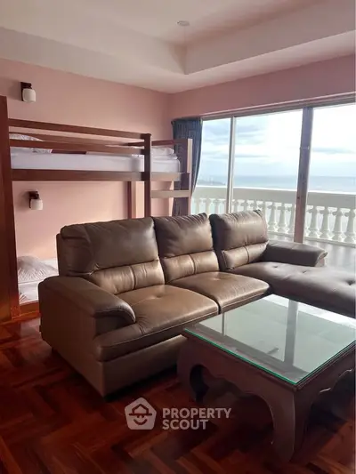 Luxurious living room with ocean view and elegant furnishings