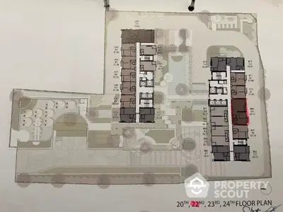 Detailed floor plan for 20th to 24th floors of a modern residential building.