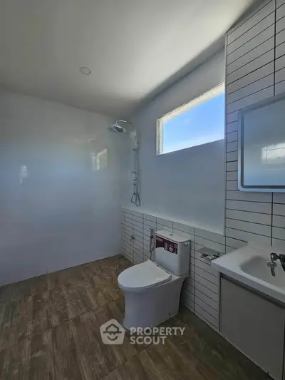 Modern bathroom with sleek fixtures and natural light