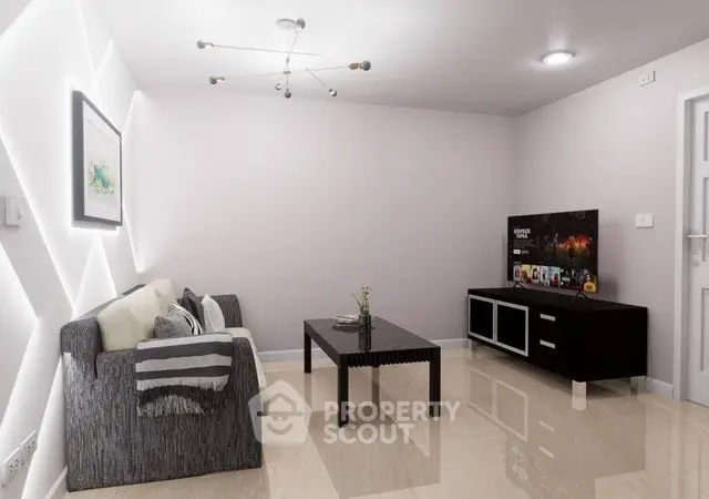 Modern living room with stylish decor and sleek furniture