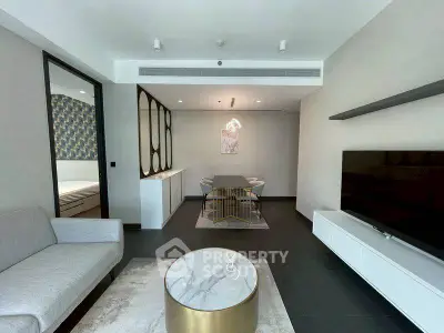 Modern living room with sleek furniture and stylish decor