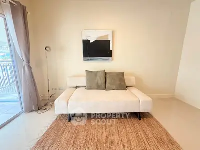 Modern living room with stylish sofa and contemporary decor