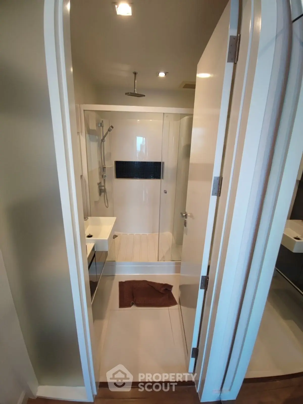 Modern bathroom with sleek shower and minimalist design