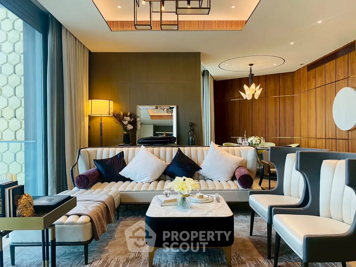 Luxurious modern living room with elegant decor and stylish furniture