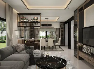 Luxurious modern living room with elegant decor and spacious open layout