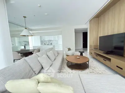 Luxurious modern living room with elegant decor and spacious layout