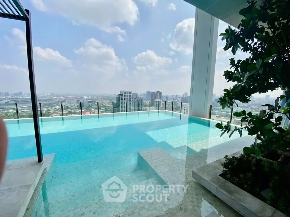 Stunning rooftop infinity pool with breathtaking city skyline views.