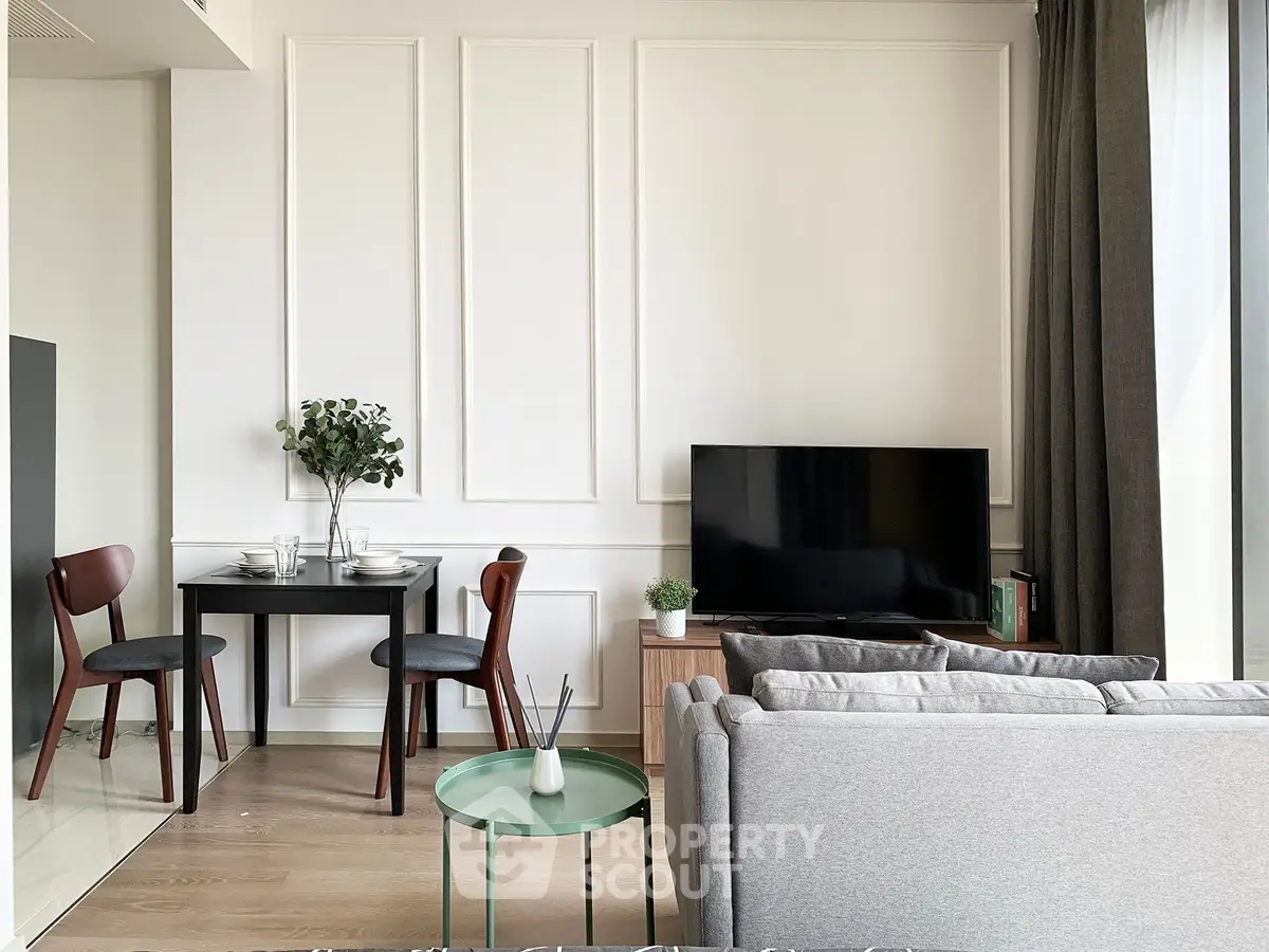 Modern living room with stylish furniture and natural light