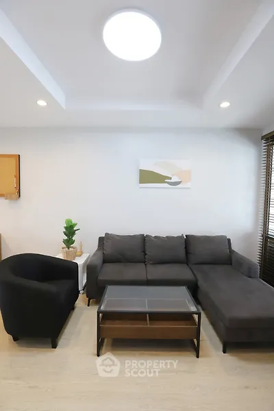 Modern living room with stylish furniture and contemporary decor