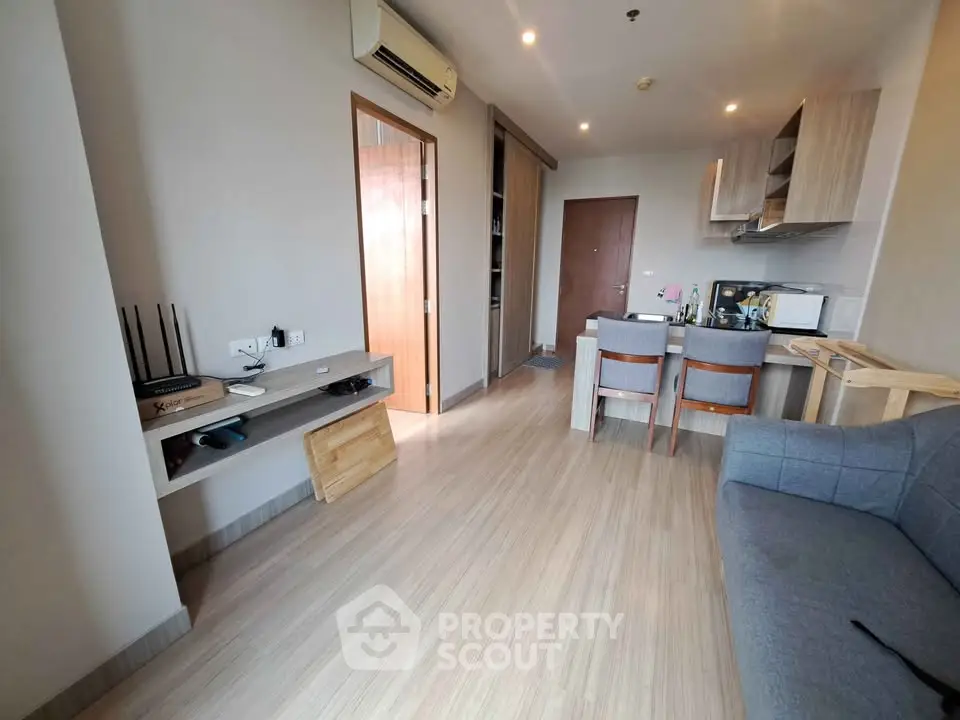 Modern apartment interior with open layout and stylish furnishings