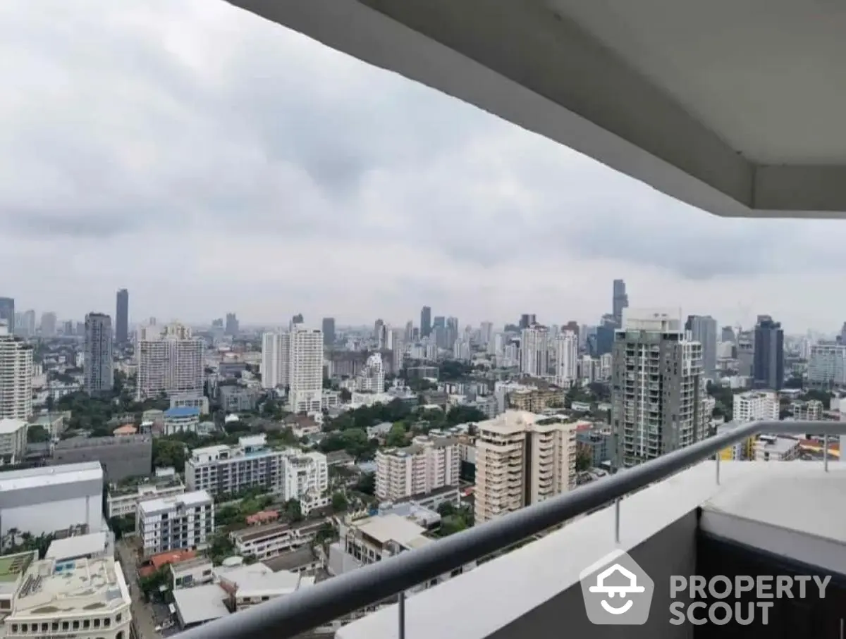 Stunning cityscape view from high-rise balcony with expansive skyline