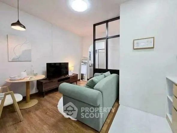 Cozy living room with modern decor and comfortable seating