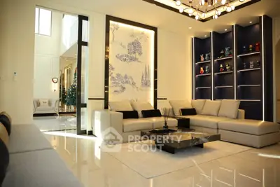 Luxurious modern living room with elegant decor and spacious seating area