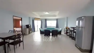 Spacious living room with modern furniture and natural light