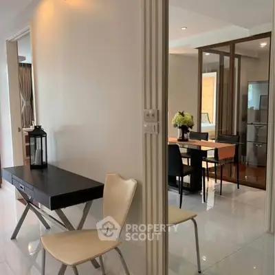 Modern apartment interior with sleek dining area and stylish decor