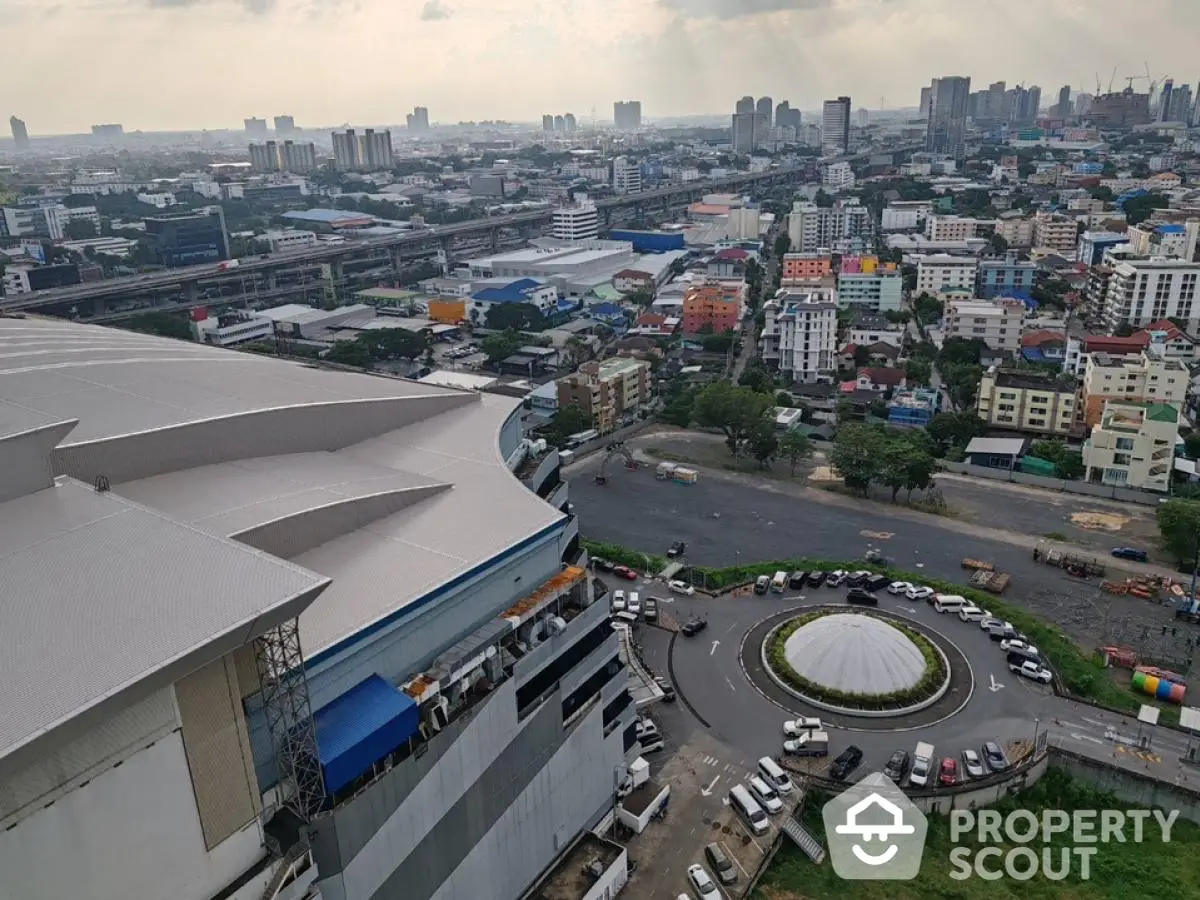 Stunning cityscape view from high-rise building showcasing urban skyline and vibrant city life.