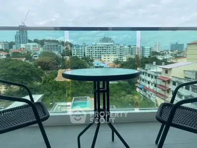 Stunning balcony view with cityscape, perfect for relaxation and enjoying urban scenery.