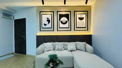 Modern living room with stylish decor and cozy sectional sofa
