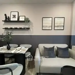 Stylish modern living room with elegant dining area and chic decor