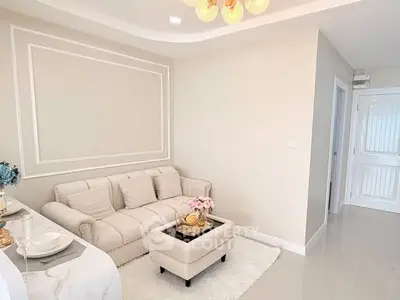 Elegant living room with plush sofa and modern decor