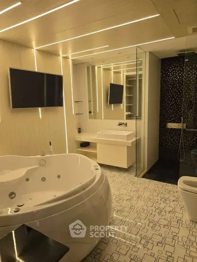 Luxurious modern bathroom with jacuzzi and sleek design