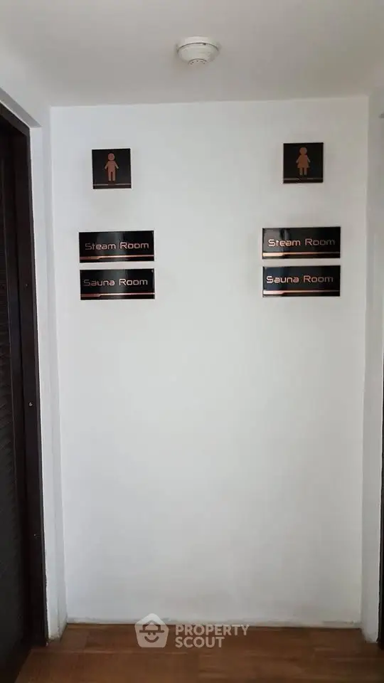 Modern sauna and steam room entrance in a residential building