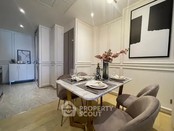 Elegant dining area with modern decor and stylish furniture