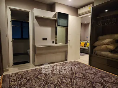 Modern bedroom with stylish decor and cozy ambiance