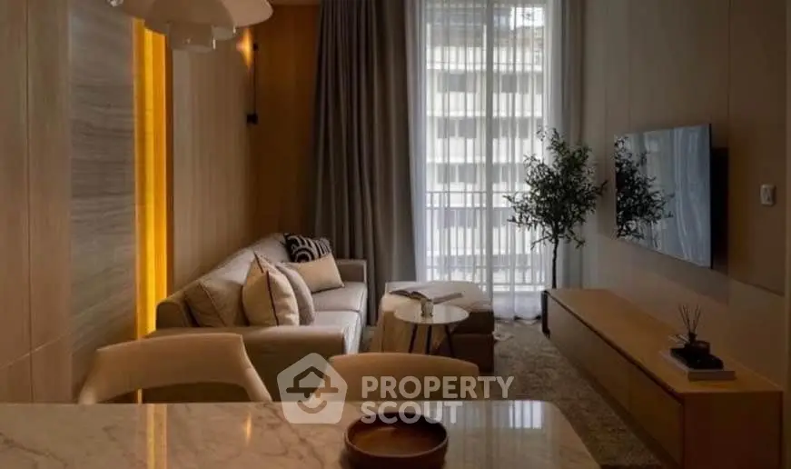 Modern living room with elegant decor and natural light