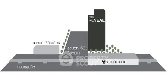 Schematic map of Noble Reveal building location in Sukhumvit area.