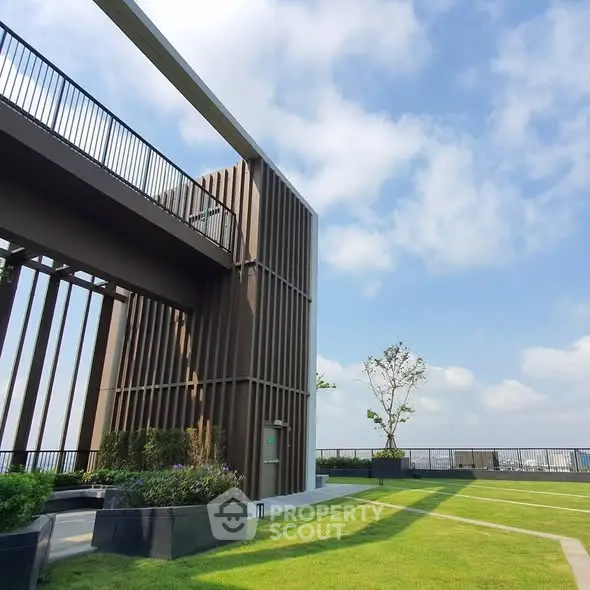 Stunning rooftop garden with modern architectural design and panoramic views.