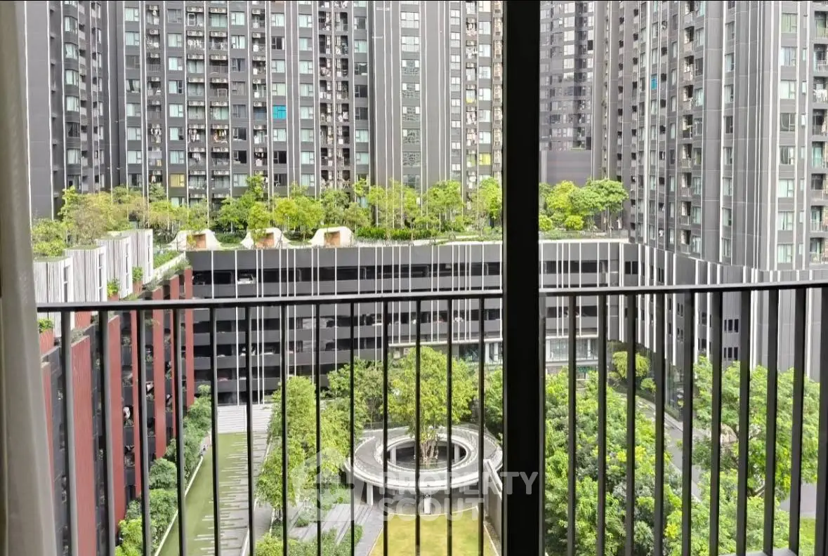 Stunning view of modern high-rise buildings with lush green rooftop gardens.