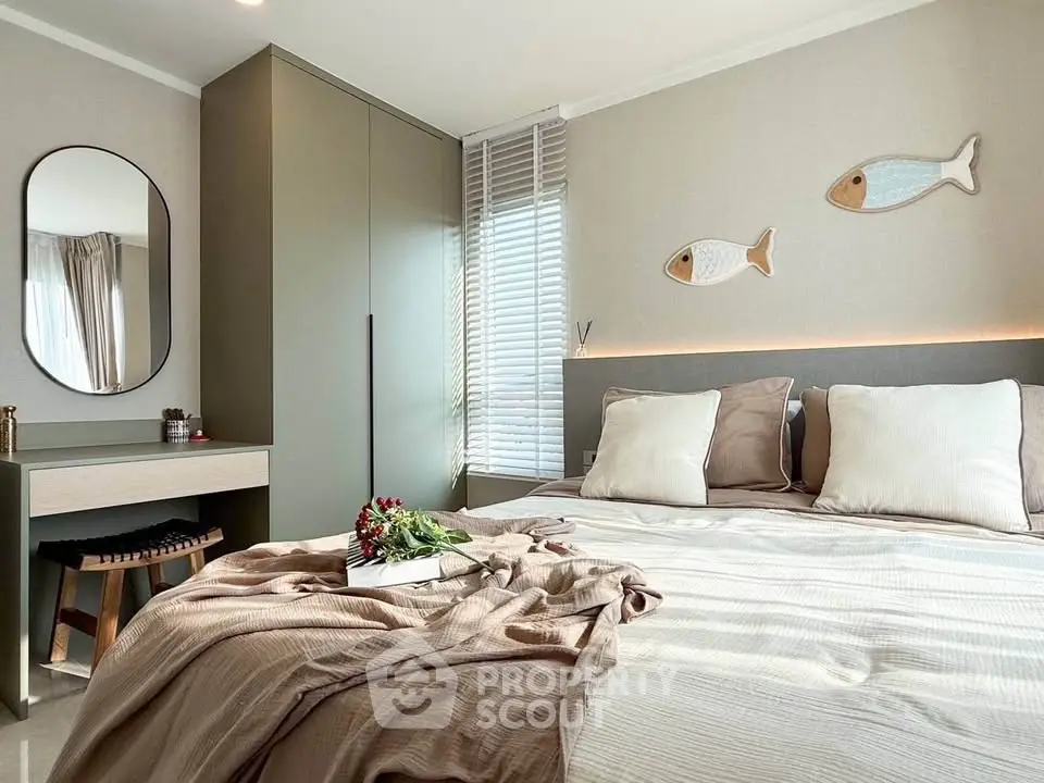 Cozy and stylish bedroom with modern decor and natural light