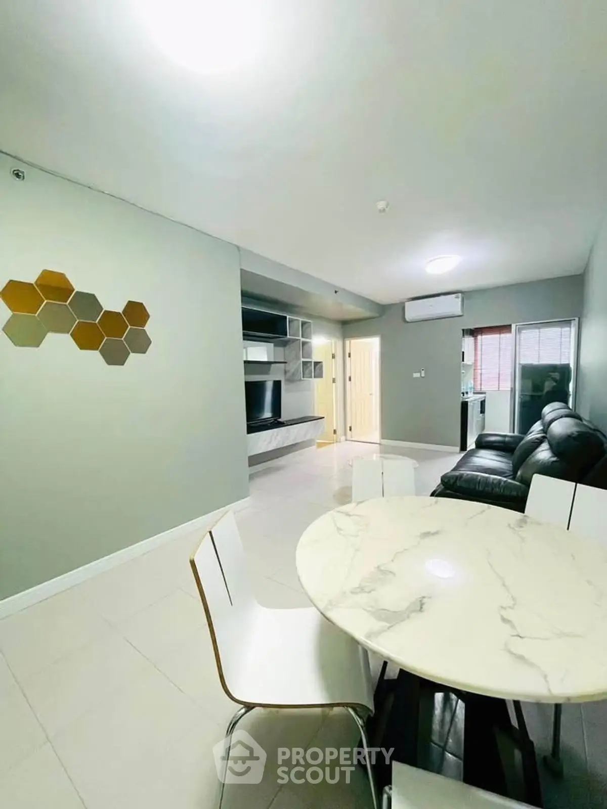 Modern living room with sleek furniture and stylish decor