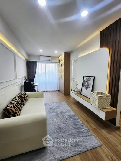 Modern living room with stylish decor and natural light